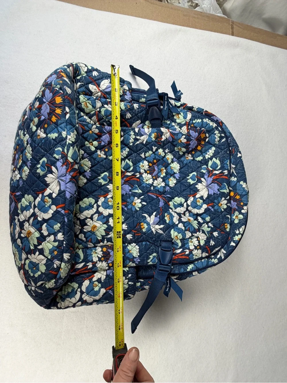 Vera Bradley Large  Quilted Travel Laptop Backpack Blue Floral Carry On